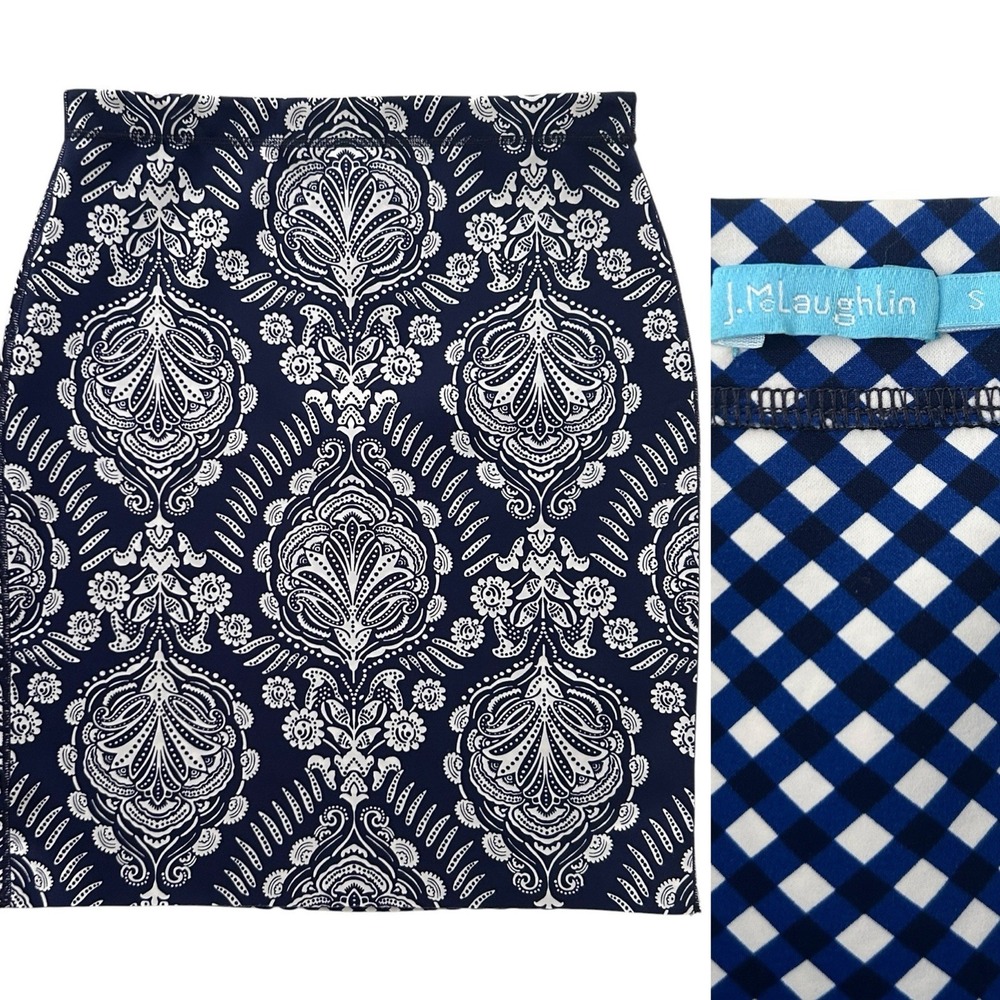 J. Mclaughlin Women's Size Small Blue White Multicolor Paisley Pencil Skirt NWOT